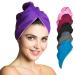 Fit -flip hair turban set microfiber - 2 pieces absorbent and quick -drying - special turban towel as well as hair towel (purple pink) 2 pieces 02 - purple with pink seam
