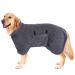 Pettom dog bemper bathrobe dog extra absorbent dog bathing coat microfiber fast -drying dog dry coat for medium -sized dogs (m gray) m gray