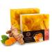 Panu soap turmeric - vegan shower soap for all skin types - natural soap as a fixed shower gel and solid shampoo - Premium soap bar - Natural shower shower as a solid shower gel turmeric 110 g (1 Pack)