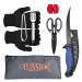 ylinsha Fish Cleaning Kit Fishing Knife 7 PC set coated Bait Knife, Fish Knife, Fish Scale Cleaning Brush, multi-functional Scissors, anti-cutting Gloves, Fishbone Tweezers, storage Bag