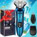 Electric Razor for Men New Upgrade Shavers Men Cordless Rechargeable 3D Rotary Shaver Wet/Dry Mens Shaver Waterproof Shaving Gifts Husband Dad Boyfriend Blue