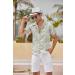 Coofandy Men's Hawaiian Floral Cotton Linen Button Down Shirt - X-Large - Palm Leaf Print - Buy Online on GoSupps.com
