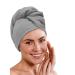 Laynenburg Premium Waffelpique Haarurban with 2 buttons - 100% cotton - Turban towel made of terry - hair towel button for short & long hair - head towel quick -drying (gray) 1 piece of gray