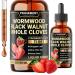 Penhoment 11in1 Wormwood Liquid Drops - Black Walnut Wormwood Liquid Extract with Whole Cloves, Reishi, Peppermint, Oregano, Aloe Vera, Anise Seed - 2 FL OZ - 60 Days Supply - Strawberry Flavor