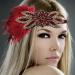 1920s Flapper Feather Headband 20s Sequined Showgirl Headpiece Roaring 20's Theme Set for Women Girls Costume Headwear (Red Feather) - Buy Online on GoSupps.com