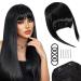 Clip in pony hair extension hair part clip in fringe fringe fringe bang extension hair part extensions bangs natural fringe bang pony for women girls one piece in front hair natural black