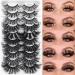 IFLOVEDEKD 25mm Lashes Thick Faux Mink Lashes Fluffy Wispy False Eyelashes 10 Pairs 1 Pack Dramatic 5D Effect Fake Eye Lashes Handmade Reusable Lashes Multipack Mix | 10 Styles