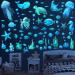 Glow in The Dark Ocean Fish Wall Stickers Under The Sea Wall Stickers Vinyl Sea Life Wall Decals Removable Waterproof Peel and Stick for Boys Kids Bedroom Bathroom Creatures Bright