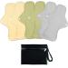 wegreeco 6 Pcs Reusable Menstrual Pads, Ultra Absorbent Bamboo Fleece Cloth Pads for Period, Sanitary Pads for Teens, Women, Nonslip Panty Liners + 1 Pc Wet Bag (Mustard Yellow, Grey, Beige, M) Medium (Pack of 6) Mustard Y…