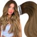 LAAVOO Extensions Real Hair Tape Brown Balayage Real Hair Extensions Tape Medium Brown Ombre Tape Extensions Real Hair Skin Weft 40cm 50g #6/8/14 20PCs 40cm-20PCs 3.3 #6/8/14