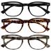 The reading glasses are black brown gray wrap reader value 3-pack gregory peck style men women rrr14-12t7 +2.50 +2.50 dioptries black brown gray tortoise