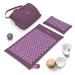 MyBEO acupressure mat with natural fibers acupressure set with pillow + massage ball relaxation and massage acupuncture mat ideal for tension from back neck feet violet lavender