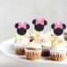 Arthsdite 24Pcs Mouse Inspired Cupcake Toppers with Pink Bow Black Glitter Mouse Cake Decorations for Baby Shower Wedding Kids Birthday Party Cake Decorations Supplies - Black Glitter - Buy Online on GoSupps.com