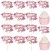 36Pcs Happy Valentine's Day Cupcake Toppers Pink Glitter Heart Valentine's Day Cupcake Picks Valentine's Day Theme Birthday Cake Decorations Party Supplies