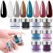 Dip Powder Nail Set, SEISSO 8 Colors Glitter Dipping Powder Starter Kit Pink Blue Grey for French Nail Art Manicure DIY Salon, Gifts for Women, No Need Nail Lamp Cured