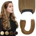 Yamel Invisible Wire Hair Extension Human Hair with Clips Light Brown 10 Inch Fish Line 1 Piece Real Human Hair Secret Extensions