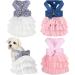 3 Pieces Dog Tutu Dresses Puppy Bow Knot Dress Pet Princess Dresses Striped Mesh Puppy Dog Dresses for Small Medium Cat Puppy Doggie Thanksgiving Christmas Clothes (XX-Large)