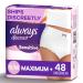 Always Discreet for Sensitive Skin Underwear S/M Maximum Plus Absorbency, Fragrance-Free, 48 Count Small/Medium (Pack of 48)