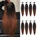 Xtrend 8 Packs 16 Inch Ombre Brown EZ Braiding Hair Extensions Pre Stretched for Box Braids Yaki Straight Kanekalon Fiber Pre Stretched Crochet Braiding Hair Extension T30# 16 Inch (Pack of 8) T30#