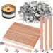 100 pcs Wooden Candle Wicks for Candle Making,6 inch Crackling Wood Wicks/Smokeless Candle Wick with Metal Base Clip(50 Sets) (DIM.-.020-.500-6) 6"x0.5" Wicks and Metal Base 100