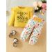 Puseky Toddler Baby Girls Cute Letter Print Long Sleeve Shirt Floral Pant Outfit Set 4-5 Years Yellow + Floral - Buy Online on GoSupps.com