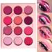 DE'LANCI Pink Purple Eyeshadow Palette Makeup 12 Colors  Pigmented Matte Shimmer Cute Eye Shadow Tone Small Bright Peach Red Violet Eyeshadow Pallet Long Lasting Shades For Girl Women Summer Travel