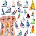 Sailboat Temporary Tattoos Stickers 15 Sheets 105 Pieces Nautical Themed Tattoos Stickers Party Decoration Supplies Party favors for Kids Adults