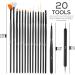 Glow 20 Piece Nail Art Brushes and Dotting Tools Kit - Premium Quality for Beginners & Professionals - Wooden Handle - Black - Buy Online on GoSupps.com