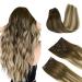 Doores hair extension Real hair clip walnut brown to ash brown and bleach blonde 55cm 22 inch 9 pieces in extensions real hair remy clip in hair extension straight thick hair 55cm-15/8/613 walnut brown to ash brown and bleach blonde