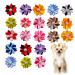 JpGdn 40 PCS Small Dog Hair Bows with Elastic Rubber Bands Handmade Colorful Pet Bow for Small Medium Puppy Doggies Cats Kitten Attachment Grooming Accessories bows with rubber band