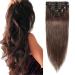 SEGO Extensions Clip in Human Hair Real Hair 8 Pcs Hair Extension Hairpiece Natural Straight Remy Hair Medium Brown#4 40 cm (65 g)