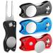 3 Pieces Golf Divot Repair Tool Stainless Steel Foldable Golf Repair Tool Magnetic Golf Ball Marker Tool with Pop Up Button Portable Golf Repair Tool Black, Red, Blue 3