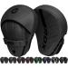 RDX Boxing Pads Curved Focus Mitts, Maya Hide Leather Kara Hook and jab Training Pads, Adjustable Strap Ventilated, MMA Muay Thai Kickboxing Coaching Martial Arts Punching Hand Target Strike Shield Black
