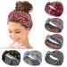 Women's Hair Bands Wide Elastic Soft 6 Pieces Summer Boho Headband Print Hair Accessories Yoga Sports Hairband Multicoloured Thin Headbands (E) Multi-coloured-1