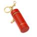 Cockatoo Nappa Leaeher Zipper Lipstick Case with Keyring Chapstick Holder Keychain (TRUE RED)