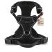 Freudenier dog harness with breathable upholstery - the highest comfort & bombproof seat - with handle & anti -train front ring - breast dishes for large medium -sized and small dogs (black s) s black