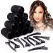 Mirzian 20 Pcs Hair Rollers Black - 10 Heatless Self Grip Velcro Curlers 10 Duckbill Clips Black Hair Curlers for Long Hair No Heat Rollers (35mm)