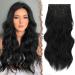 Feshfen clip in extensions 4PCs 50 cm full of head hair extensions with clips synthetic corrugated hair exension black wavy hair extensions clip in hair part for women 180g