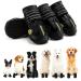 Hcpet Dog Boots Paw Protector, Anti-Slip Dog Shoes with Reflective Straps for Small Medium Large Puppy Booties #1 (width 1.57 inch) for 10-23 lbs Black-Waterproof