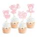 24PCS We Can Bearly Wait Cupcake Toppers Sparkling Balloon Bear Cupcake Toppers Little Bear Theme Baby Shower Decorative Supplies Gender Revealing Theme Children's Birthday Party Supplies Pink Pink3