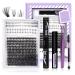 Eyelash Extension Kit with Bottom Lash Extension 10-18mm 40D D Curl Lash Clusters Kit with Bottom Lashes DIY Lash Extension Kit Bond and Seal Lash Applicator (Kit-40D-D-MIX10-18) Bottom Lash Cluster Kit-40D 210 Piece Set
