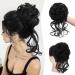Sofeiyan Messy Bun Hair Piece Curly Wavy Hair Bun Extensions Synthetic Tousled Updo with Tendrils Hairpieces Bun Donut Accessories Scrunchies for Women Black