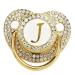 Bling Pacifier for Newborns - Soft Printed Baby Pacifier with Dust Cover (Letter J) - International Shipping Available - Buy Online on GoSupps.com