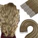 Youngsee Tape Extensions real hair ombre 60 cm real hair extensions tape long real hair tape in extensions brown blond invisible tape in extensions real hair seamless tape in hair 50g #8a/60/8a 60 cm 2- #8a/60/8a