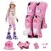 BAZPO Kids Knee Pads and Elbow Pads Set | Glow in The Dark Elbow and Knee Pads Kids 3-5 Years | Reflective Skateboard, Roller Skate and Bike Knee Pads For Girls | Princess - Unicorn Guards (S-Size) Small Princess-Unicorn