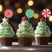 Whaline 24Pcs Christmas Cupcake Toppers Red Green Glitter Xmas Peppermint Candy Cupcake Picks for Xmas Holiday New Year Gathering Celebration Birthday Party Cake Decoration Supplies 8 Styles - Buy Online on GoSupps.com
