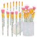 13 Pieces Rhinestone Makeup Brushes Set Bling Crystal Professional Face Cosmetics Blending Liquid Foundation Powder Concealer Eye Shadows Make up Beauty Tool Glitter with Holder (Silver) Silver Pink