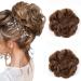 JJstar 2PCS Messy Bun Hair Piece Curly Fake Hair Buns Donut Tousled Updo High Heat Resistant Synthetic Fiber Hair Scrunchies Pieces for Women Girls Ponytail Extension Brunette/ Honey Blonde