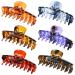 Lawie 6 Pack Large Clear Leopard Black Brown Octopus Plastic Hair Claw Clips Crab Jaw Barrettes Grips Clamps Clasps Pin Buns Braids Twist Hair Up Fancy Accessories for Women Girl Thin Thick Hair