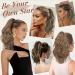 BARSDAR 14'' Short Wavy Ponytail Extension - Medium Brown & Ash Blonde Highlights | Synthetic Claw Clip Curly Hairpiece for Daily & Party Wear - Buy Online on GoSupps.com